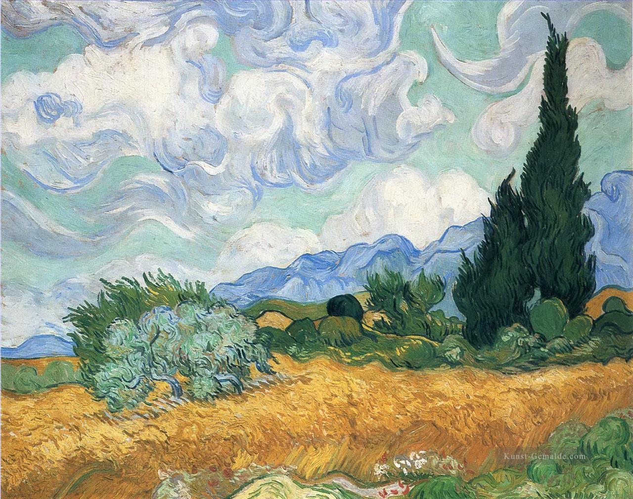 Weizenfeld mit Zypresse Vincent van Gogh Ölgemälde
